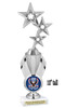 Patriotic trophy with choice of artwork. 12" tall  - Great for all of your 4th of July pageants and events. Silver stars