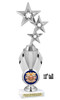 Patriotic trophy with choice of artwork. 12" tall  - Great for all of your 4th of July pageants and events. Silver stars