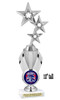Patriotic trophy with choice of artwork. 12" tall  - Great for all of your 4th of July pageants and events. Silver stars
