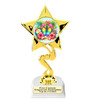 Flip Flop theme trophy.  6" to 8" tall with choice of base. Great for your Pageants, contests, activities and more