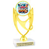BBQ theme trophy with choice of base. 6" to 8" tall.  Great for your cookouts, grilling contests, eating contests or your favorite chef. 