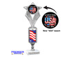 Patriotic trophy that will be great for any patriotic event, pageant and more.  Select base and trophy height.  Height starts at 12" tall 