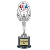 Patriotic theme trophy. Great for 4th of July events, 250 Anniversary events and more! 6" to 8" tall with choice of base.  