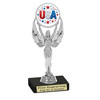 Patriotic theme trophy. Great for 4th of July events, 250 Anniversary events and more! 6" to 8" tall with choice of base.  