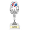 Patriotic theme trophy. Great for 4th of July events, 250 Anniversary events and more! 6" to 8" tall with choice of base.  