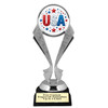 Patriotic theme trophy. Great for 4th of July events, 250 Anniversary events and more! 6" to 8" tall with choice of base.  