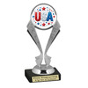 Patriotic theme trophy. Great for 4th of July events, 250 Anniversary events and more! 6" to 8" tall with choice of base.  