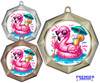 Cute, colorful medal with choice of gold, silver or bronze finish.  Free neck ribbon and engraved disc on back.  43573