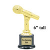 Music theme trophy.  4 - 6" tall with choice of base.  Great for your karaoke, singing contests, talent competitions and more!