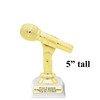 Music theme trophy.  4 - 6" tall with choice of base.  Great for your karaoke, singing contests, talent competitions and more!