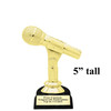 Music theme trophy.  4 - 6" tall with choice of base.  Great for your karaoke, singing contests, talent competitions and more!