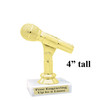 Music theme trophy.  4 - 6" tall with choice of base.  Great for your karaoke, singing contests, talent competitions and more!