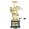 Music theme trophy.  4 - 6" tall with choice of base.  Great for your karaoke, singing contests, talent competitions and more!