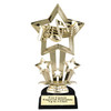 Music theme trophy.  6 - 8" tall with choice of base.  Great for your karaoke, singing contests, talent competitions and more!