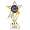 School theme trophy.  Great for BTS events, pageants, contests or your students.  6"- 8" tall depending on base
