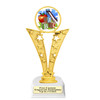 School theme trophy.  Great for BTS events, pageants, contests or your students.  6"- 8" tall depending on base