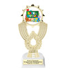 School theme trophy.  Great for BTS events, pageants, contests or your students.  6"- 8" tall depending on base
