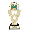 School theme trophy.  Great for BTS events, pageants, contests or your students.  6"- 8" tall depending on base