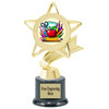 School theme trophy.  Great for BTS events, pageants, contests or your students.  6"- 8" tall depending on base