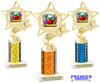 School theme trophy. Great for BTS events, pageants, contests or your students. Numerous trophy heights available.  Choice of column color