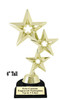 Star Trophy with choice of bases.  Great for your pageants, side awards, smaller titles and more!  Gold 3 stars