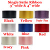CUSTOM FULL SASH - 4 sizes available.  Single satin ribbon with clip art,  1 line main text and clip art