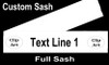 CUSTOM FULL SASH - 4 sizes available.  Single satin ribbon with clip art,  1 line main text and clip art