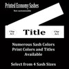 FULL SASH Stock titles  - 4 sash sizes.  Single satin ribbon with clip art,  title and clip art