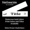 FULL SASH Stock titles  - 4 sash sizes.  Single satin ribbon with slanted year, title and clip art