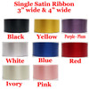 CUSTOM  HALF SASH   36" OR 42" .  Single satin ribbon with clip art, 1 line custom text & clip art