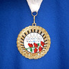 2" Bright Gold Medal with choice of insert.  Includes free back of medal engraving and neck ribbon