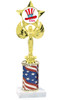 Patriotic trophy.  Flag column with choice of art work.  Select base, trophy height and art work.  Trophy height starts at 10".  (7517)