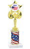 Patriotic trophy.  Flag column with choice of art work.  Select base, trophy height and art work.  Trophy height starts at 10".  (7517)