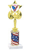 Patriotic trophy.  Flag column with choice of art work.  Select base, trophy height and art work.  Trophy height starts at 10".  (7517)