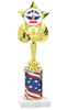 Patriotic trophy.  Flag column with choice of art work.  Select base, trophy height and art work.  Trophy height starts at 10".  (7517)