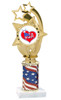 Patriotic trophy.  Flag column with choice of art work.  Select base, trophy height and art work.  Trophy height starts at 10".  (ph55)