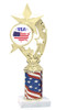  Patriotic trophy.  Flag column with choice of art work.  Select base, trophy height and art work.  Trophy height starts at 10".  (h208)