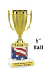 6" tall trophy with choice of color.  Great for side awards and participation.  (2604)