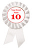 White Contestant Numbers Rosettes.  Set of 10.   Customize with your event name or text.