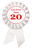 White Contestant Numbers Rosettes.  Set of 10.   Customize with your event name or text.