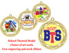  Back to School Themed Medal.  2  3/4" diameter with choice of art work.  Includes free engraving and neck ribbon  (938