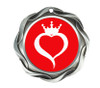  Glitter heart with crown insert medal.  Choice of 27 colors.  Silver medal  43573