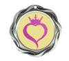  Glitter heart with crown insert medal.  Choice of 27 colors.  Silver medal  43573