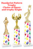 Handprint  pattern  trophy with choice of trophy height and figure (001)