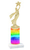 Rainbow  pattern  trophy with choice of trophy height and figure (018