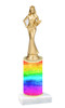 Rainbow  pattern  trophy with choice of trophy height and figure (018