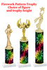 Firework  pattern  trophy with choice of trophy height and figure (022
