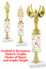 Confetti & Streamers  pattern  trophy with choice of trophy height and figure (033stem