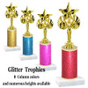 Glitter Column trophy with choice of glitter color, trophy height and base.  Victory with star