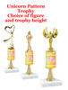Unicorn  pattern  trophy with choice of trophy height and figure (050stem